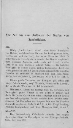 Alte Zeit bis zum Auftreten der Grafen von Saarbrücken.
