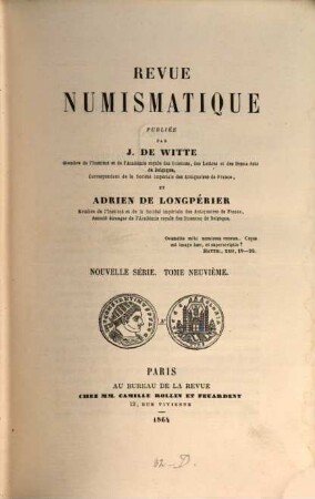 Revue numismatique : RN. 9. 1864