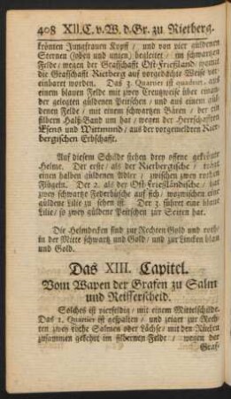 Das XIII. Capitel. Vom Wapen der Grafen zu Salm und Reifferscheid