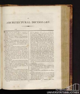 AN ARCHITECTURAL DICTIONARY. [Beginn Volume II. (fehlerhafte Bindung)]