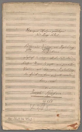 Schweizer Walzer zur Feyer des Rigi Festes, fl (vl), pf, op. 268, HenK 268, D-Dur, Arr - BSB Mus.Schott.Ha 4369-2 : [title page, autograph with ms. additions:] Schweizer Walzer zur Feӱer // des Rigifestes // für Flöthe oder Violine mit Begleitung // der Guittare // zugleich so eingerichtet, daß die // Flöthen Stime in wohl wie jene der // Violine als Solo ohne Begleitung // der Guittare kann gespielt werden // komponirt // von // Joseph Küffner // op. 268
