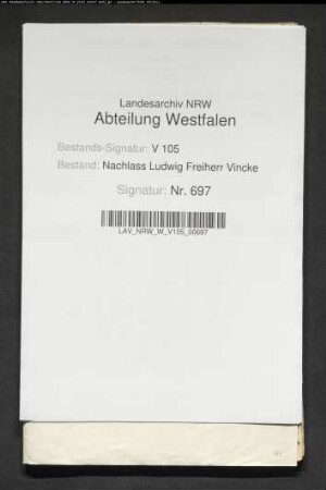 Gutachten Vinckes betr. Provinzialfonds und betr. Provinzialhilfskasse (Reinschr. u. Abschr.)