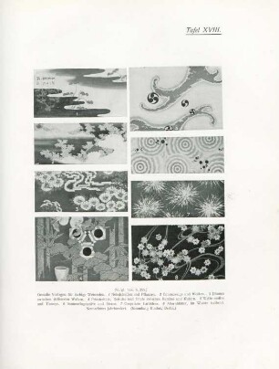 Tafel XVIII. (Vergl. Text S. 253.) Gemalte Vorlagen für farbige Webereien ...