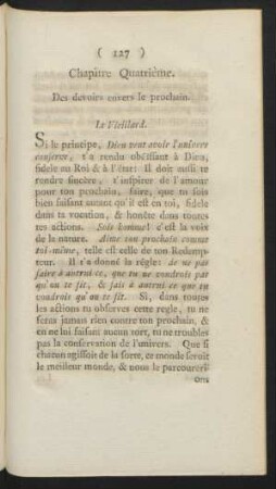 Chapître Quatrième. De devoirs envers le prochain