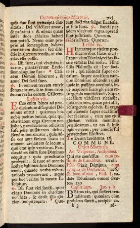 xxi-xxxvi, Commune unius Martyris.
