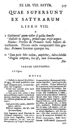 Quae supersunt Ex Satyrarum Libro VIII.