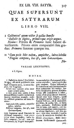 Quae supersunt Ex Satyrarum Libro VIII.