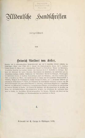 Altdeutsche Handschriften, 4