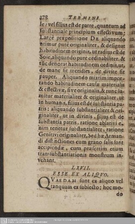 LXVII. Esse Ex Aliquo