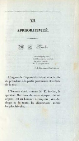XI. Approbativité. M. E. Scribe