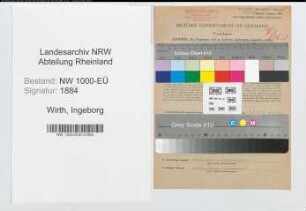 Entnazifizierung Ingeborg Wirth, geb. 03.12.1922 (Kontoristin)