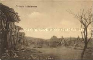 Zerstörte Straße im französischen Bezonvaux