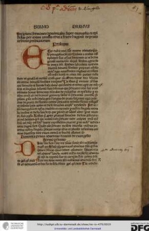 Incipiunt sermones dominicales super evangelia et epistolas per totum annum editi a fratre Hugone de Prato, ordinis Predicatorum.