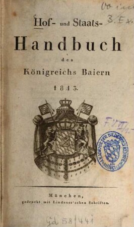 Hof- und Staatshandbuch des Königreichs Bayern. 1813