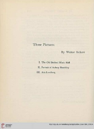 Plates: Three pictures by Walter Sickert