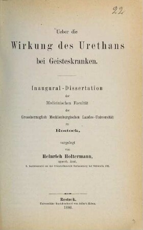 Ueber die Wirkung des Urethans bei Geisteskranken ...