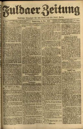 Ausgabe vom Donnerstag, den 11. November 1920.