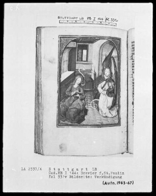 Brevier für Sankt Paulin in Trier — Mariae Verkündigung mit Landschaftsdurchblick, Folio 331verso