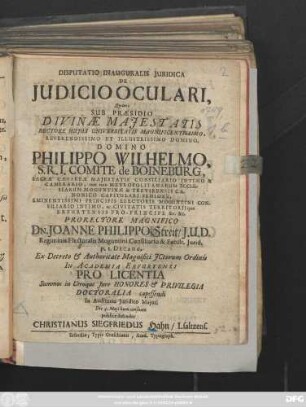 Disputatio Inauguralis Juridica De Judicio Oculari