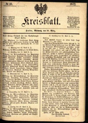 Ausgabe vom Mittwoch, den 20. März 1872.