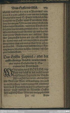 Das Eylffte Capittel, oder der eylffte Artickel, von der einen oder beyden Gestalten im H. Sacrament deß Abendmahls