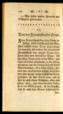 VI. Von der Freundschafts-Treue