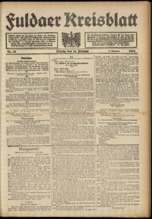 Ausgabe vom Freitag, den 16. Februar 1917.