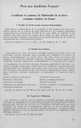 Avis aux étudiants français