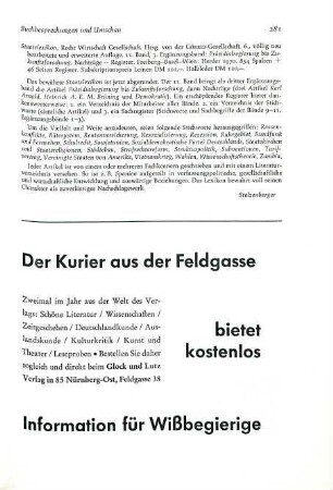 281 [Rezension] Staatslexikon, hrsg. von der Görres-Gesellschaft ; 11.Präsidialregierung bis Zukunftsforschung, Nachträge, Register
