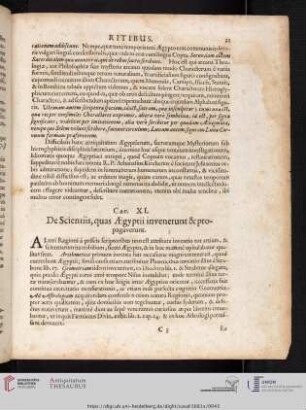 Cap. XI: De Scientiis, quas Aegyptii invenerunt & propagaverunt.