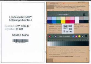 Entnazifizierung Maria Sassen, geb. 29.09.1907 (Schneiderin)