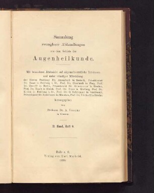 Die Augenerscheinungen der Tabes dorsalis und der multiplen Sclerose