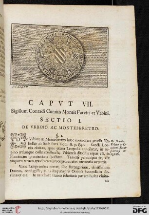 Capvt VII: Sigillum Conradi Comitis Montis Feretri et Vrbini