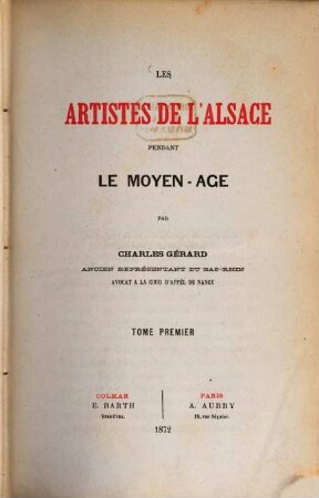 Les artistes de l'Alsace pendant le moyen-age, 1