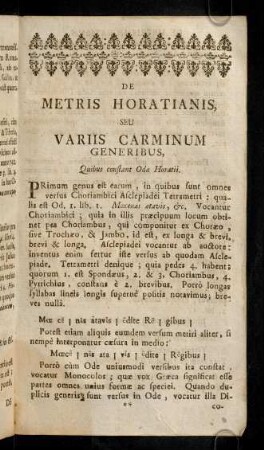 1r-4v, De Metris Horatianis, seu Variis Carminum Generibus,...