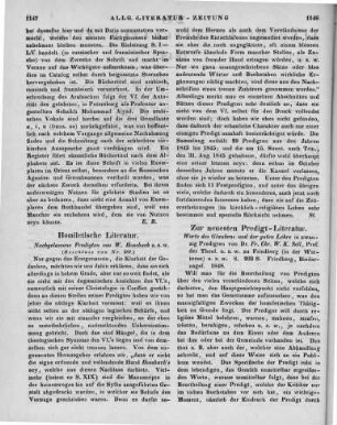 Sell, F. C. W. K.: Worte des Glaubens und der guten Lehre in zwanzig Predigten. Friedberg in der Wetterau: Bindernagel 1848