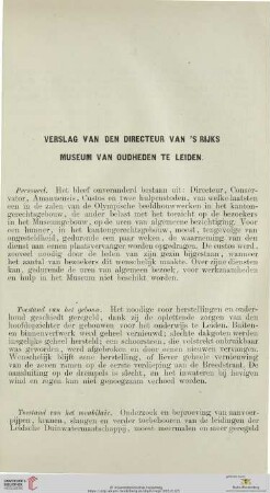 Verslag van den directeur van's Rijks Museum van Oudheden te Leiden