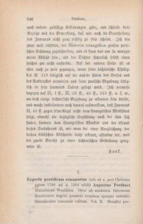 346-348 [Rezension] Regesta pontificum Romanorum inde ab a. post Christum natum MCXCVIII ad a. MCCCIV