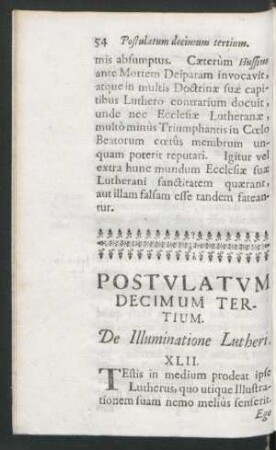 Postulatum Decimum Tertium. De Illuminatione Lutheri