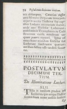 Postulatum Decimum Tertium. De Illuminatione Lutheri