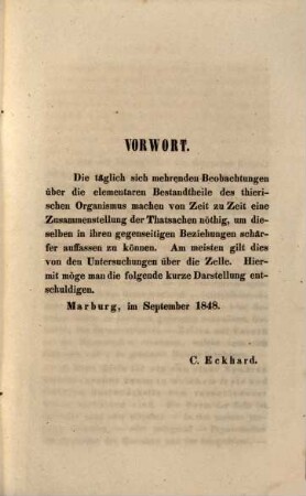Darstellung der Lehre von der Thierzelle : Inaug.-Diss.