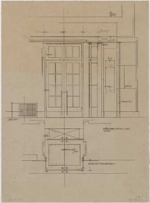 Döllgast, Hans; Nürnberg (Bayern); Gästehaus - Halle Tür (Ansicht; Schnitte)