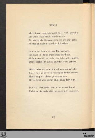 XXXVI: Wir müssen sein wie zwei · lass mich gestehn