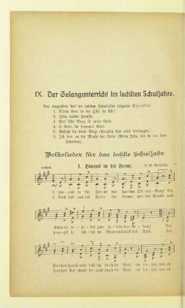 IX. Der Gesangsunterricht im sechsten Schuljahre