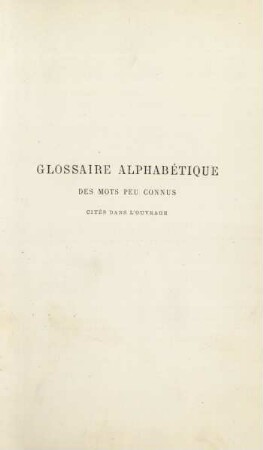 Glossaire Alphabétique Des Mots Peu Connus