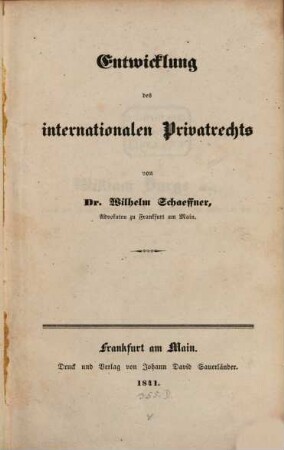 Entwicklung des internationalen Privatrechts