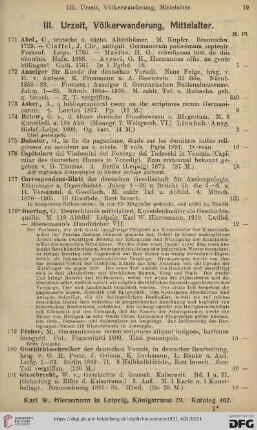 III. Urzeit, Völkerwanderung, Mittelalter (Nr. 171-214)