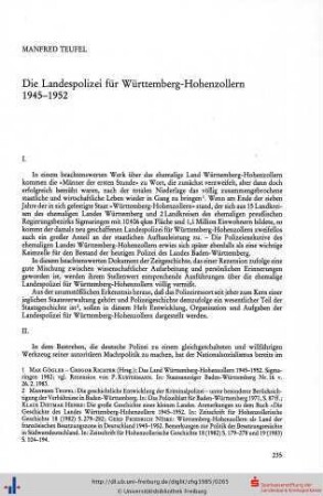 Die Landespolizei für Württemberg-Hohenzollern 1945-1952.