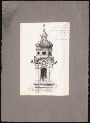 Reiseskizzen aus Bayern, Österreich und Italien: Innsbruck: Turm der Kirche Maria-Theresien-Straße (Ansicht)