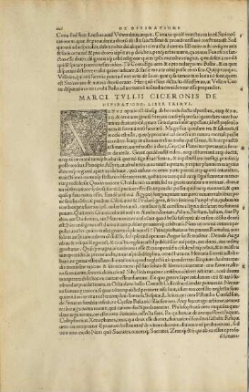 Marci Tvllii Ciceronis De Divinatione, Liber Primvs.